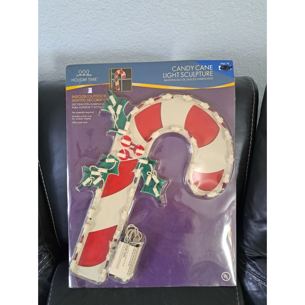 Vintage Holiday Time‎ Super Bright Light Sculpture Candy Cane Christmas 17" NEW